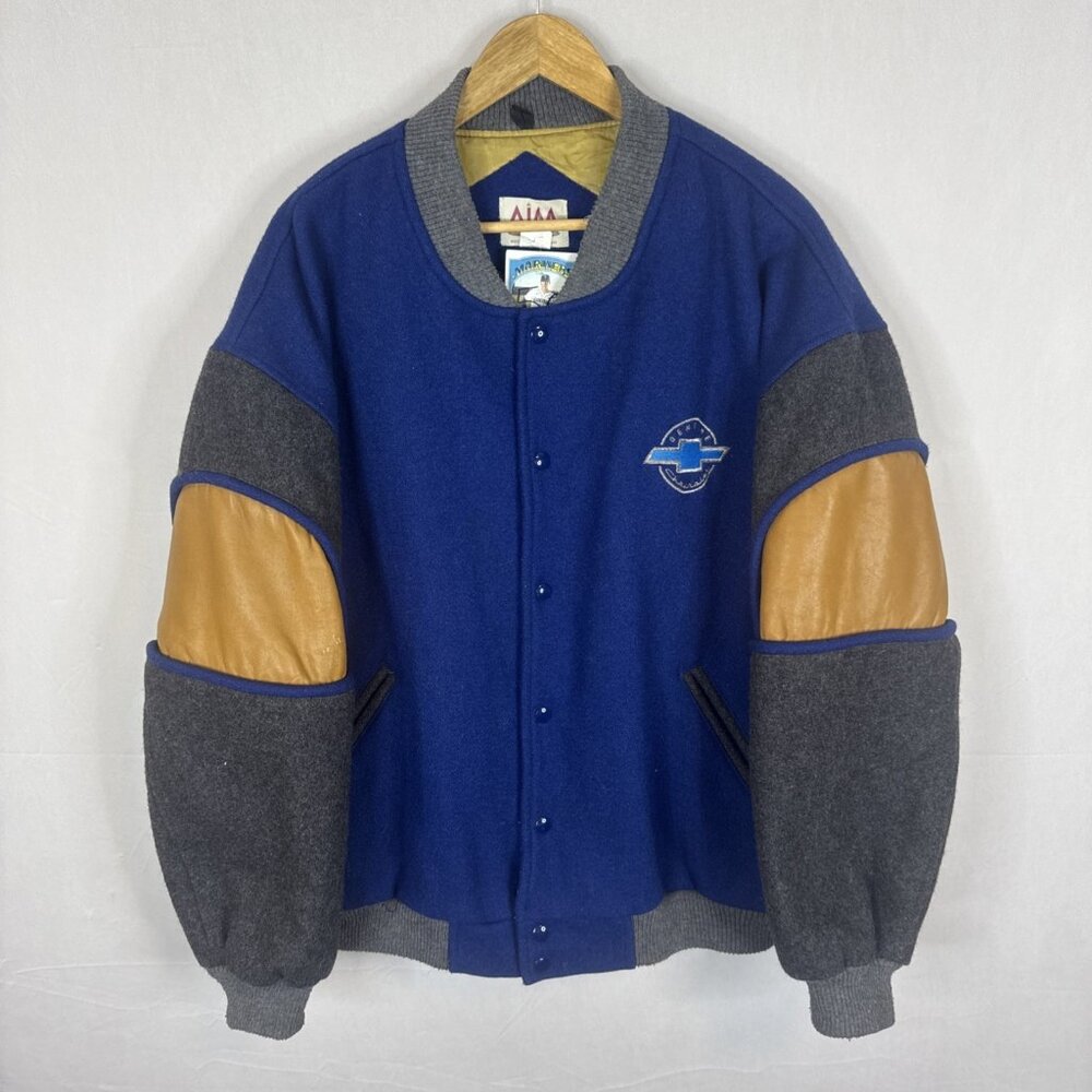 Vintage Chevrolet Varsity Jacket Wool Leather Sleeves Made in Canada XL‎